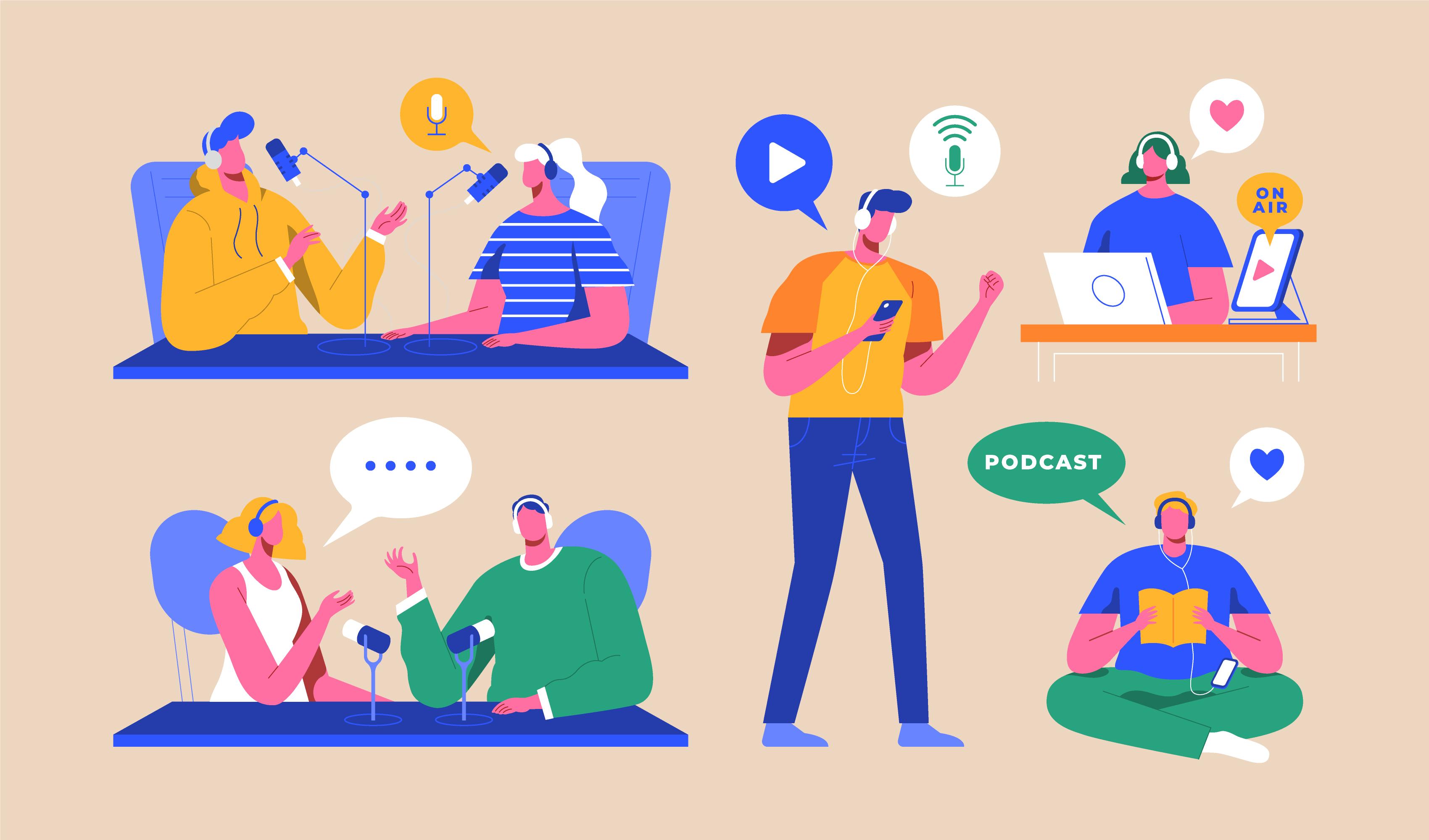 Ilustración podcasting